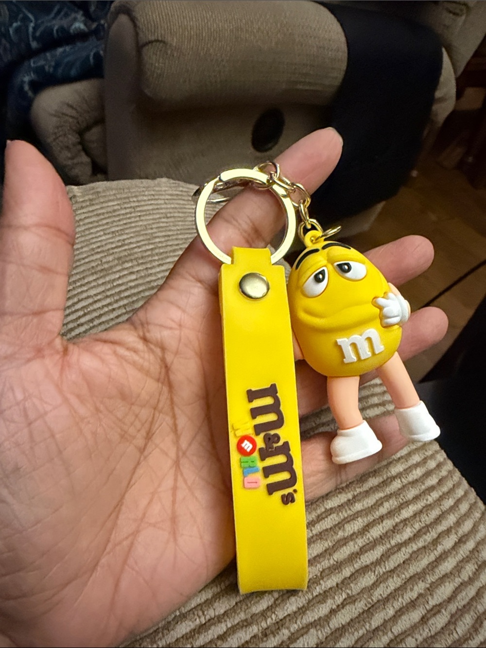 M&M'S Yellow Character Keychain with Yellow Strap and Gold Ring